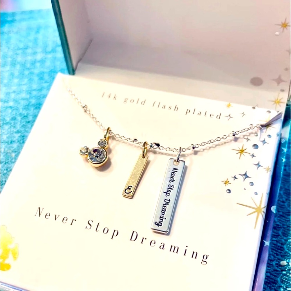 Disney Womens/Girls 14k gold 3 diff toned pendants Necklace NWT in Box